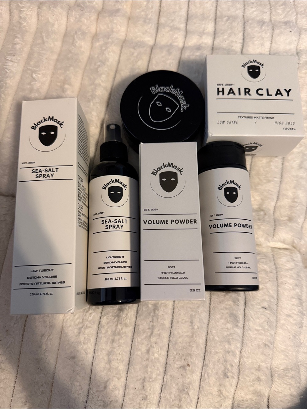 Men’s Hair Clay & Sea-Salt Styling Set in Black